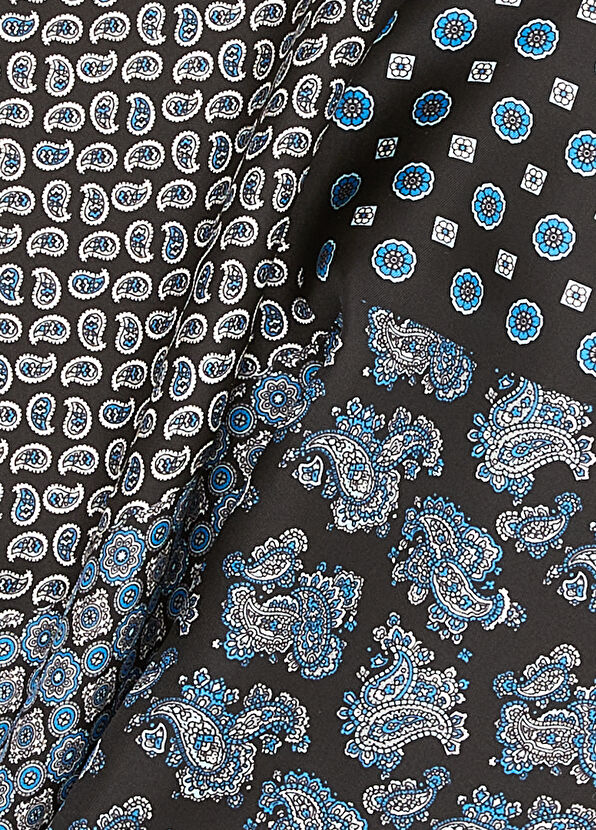 Beymen Club Grey Mixed Pattern Silk Pocket Square - 2