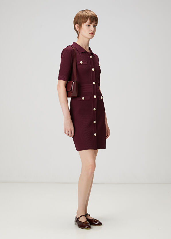 Beymen Club Burgundy Mini Polo Dress - 2