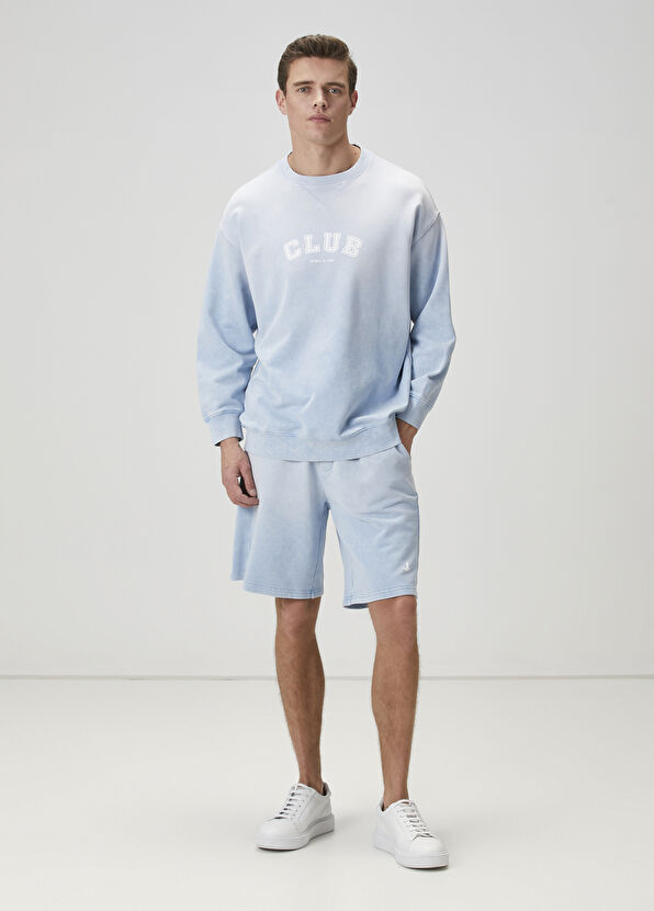 Beymen Club Light Blue Logo Printed Oversized Sweatshirt - 3