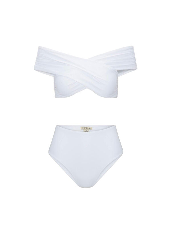 Direct Message Iyo Beyaz Yüksek Bel Kadın Bikini Takımı - 1