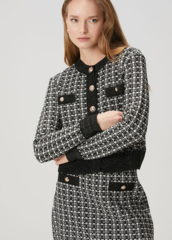 Beymen Club Siyah Beyaz Mini Yün Tweed Etek - 2