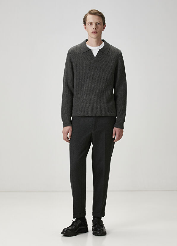 Beymen Club Grey Melange Cashmere Blend Sweater - 2