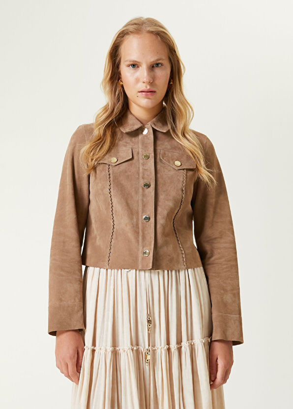 Beymen Club Bej Örgü Detaylı Süet Ceket - 4