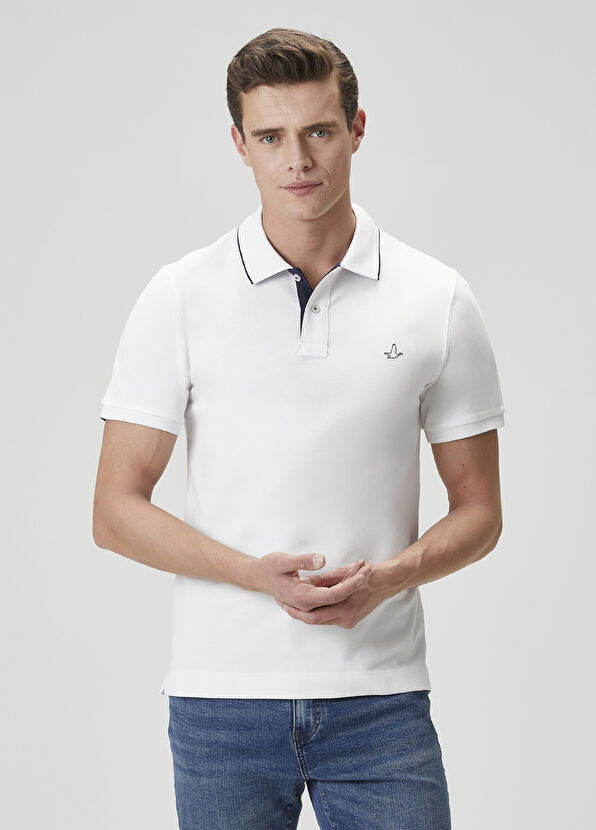 Beymen Club Slim Fit Beyaz Polo Yaka T-shirt - 1