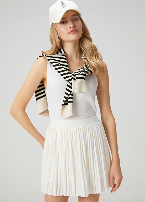 Beymen Club Kırık Beyaz Pileli Şort Etek - 2