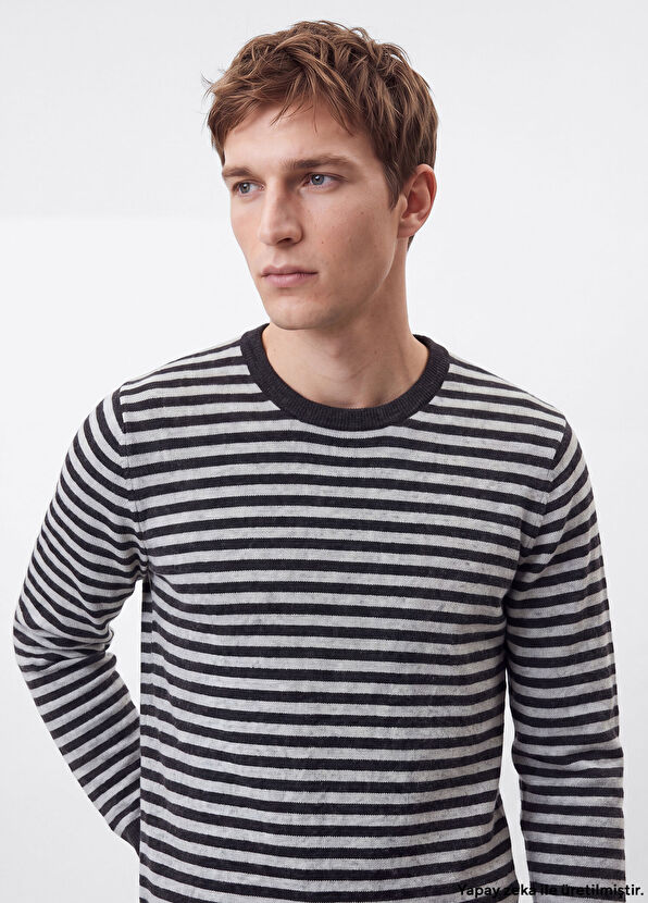 Beymen Club Gray Striped Sweater - 1