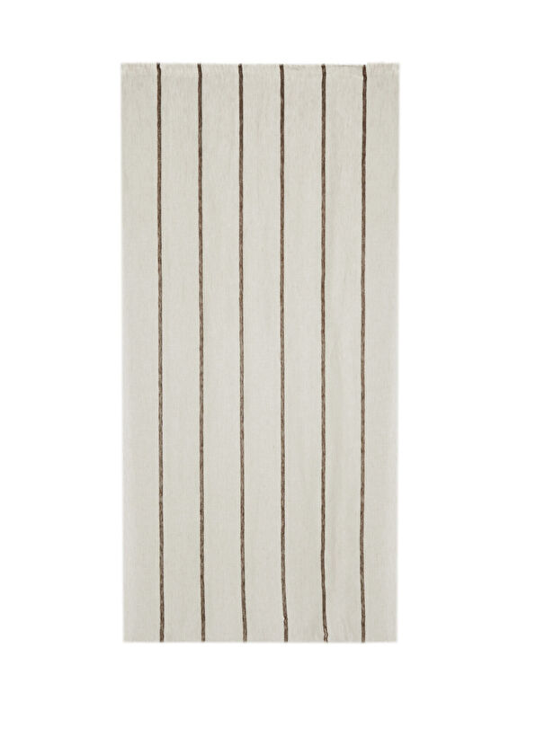 Beymen Club Beige Striped Women's Linen Shawl - 2