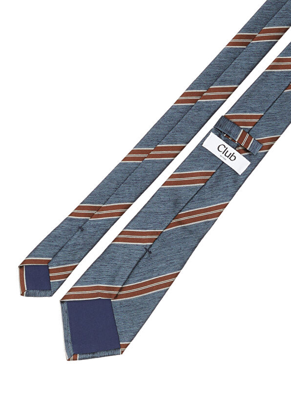 Beymen Club Indigo Striped Silk Cotton Blend Tie - 2