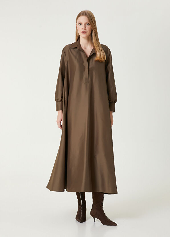 Beymen Club Kahverengi Maksi Gömlek Elbise - 2