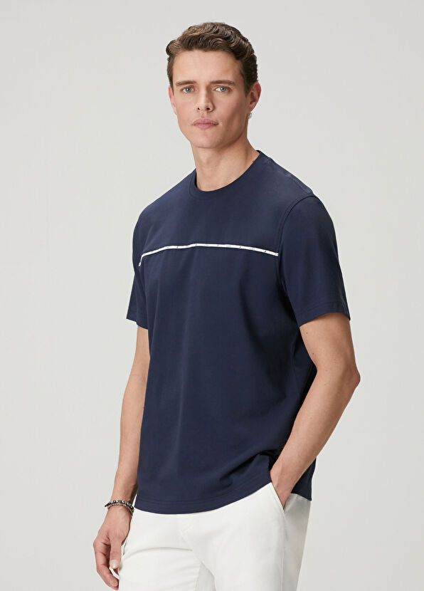 Beymen Club Navy Blue Relax Fit Pie Detail Pie T-Shirt - 4