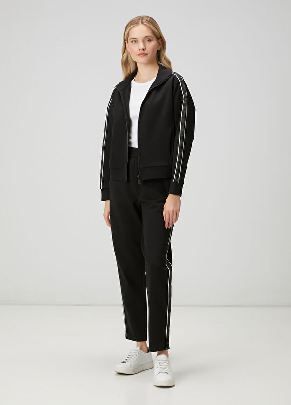 Beymen Club Siyah Logo Bantlı Fermuarlı Sweatshirt - 3