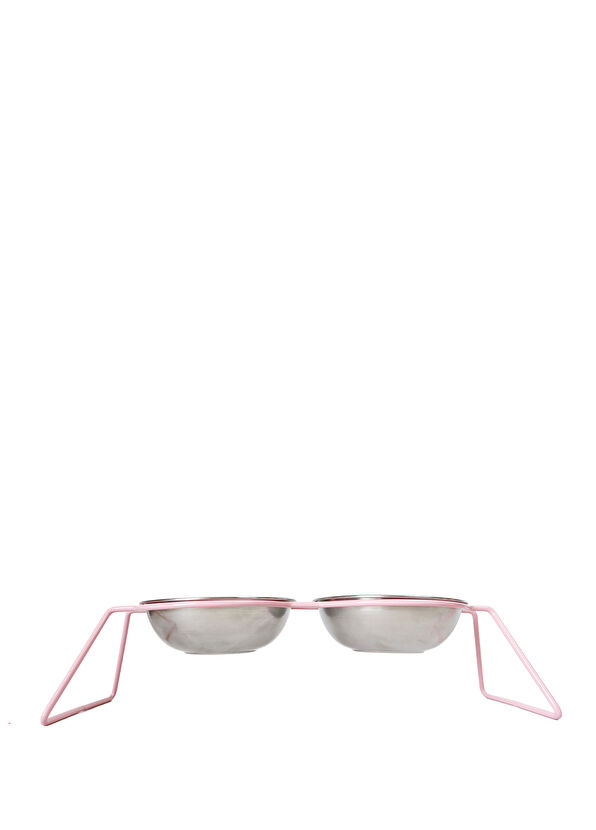 DOG.IST Coral Pink Steel Dog Food and Water Bowl - 1
