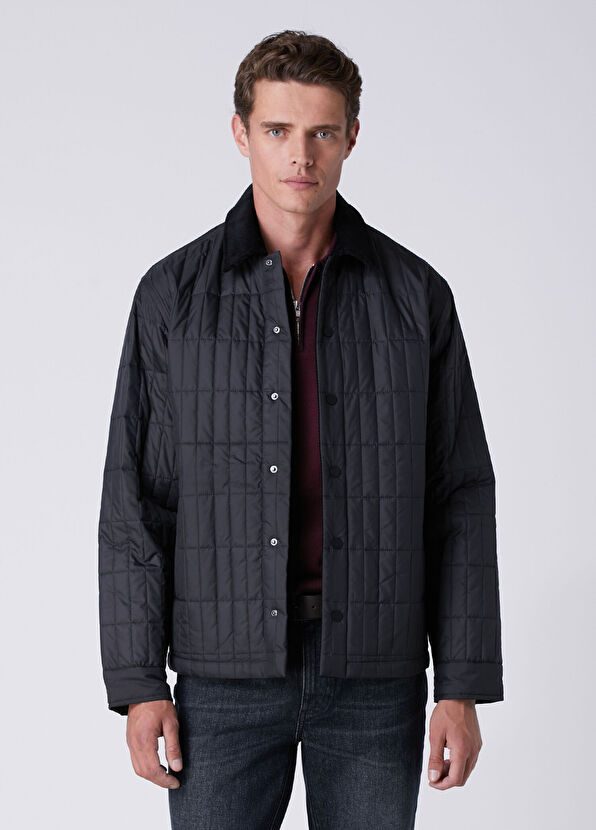 Beymen Club Black Collar Velvet Insert Quilted Thin Coat - 2