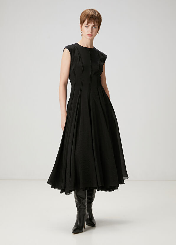 Beymen Club Siyah Dikiş Detaylı Midi Elbise - 2