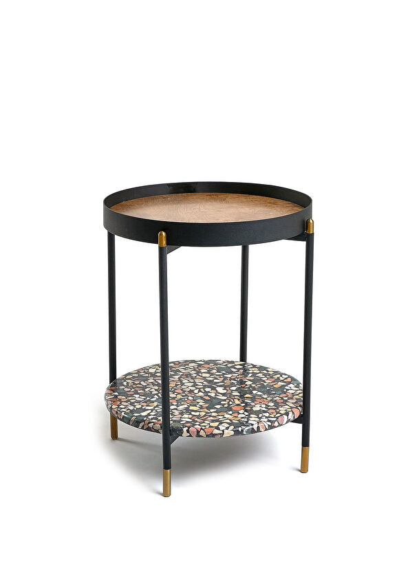 Sürton Kasnak Tablalı Terrazzo Yan Sehpa - 1