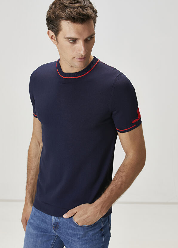 Beymen Club Navy Blue Logo Jacquard Sweater - 2