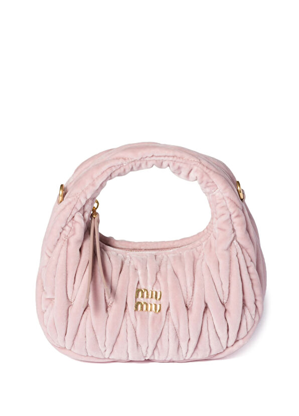 Miu Miu Wander Matelassé Pembe Kadife Kadın Mini El Çantası - 1