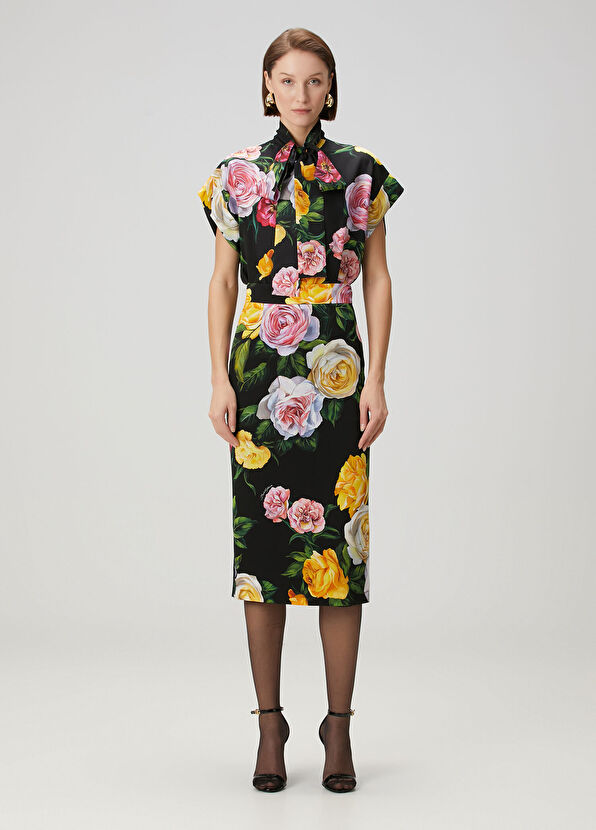 Dolce&Gabbana Siyah Çiçekli İpek Gömlek - 2