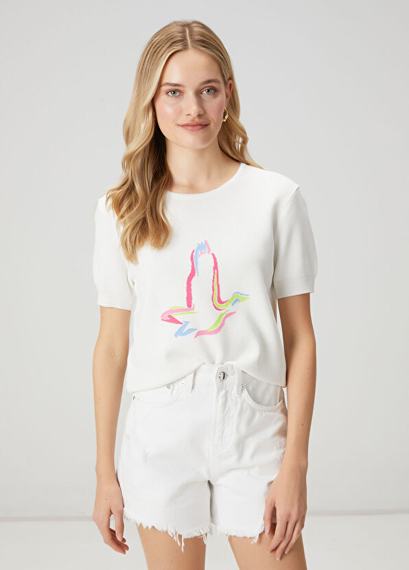 Beymen Club Off-White Logo Jacquard Sweater - 1