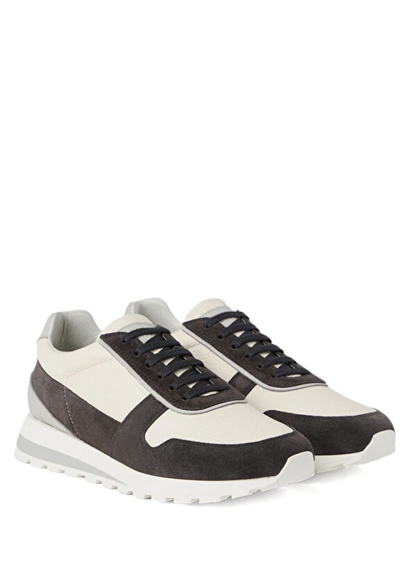 Brunello Cucinelli Pair Grey Black Men's Leather Sneaker - 1