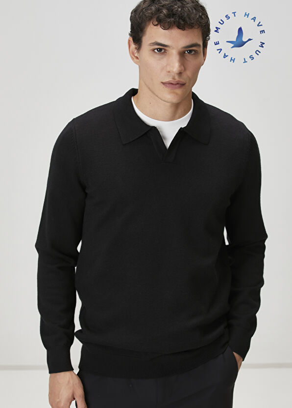 Beymen Club Siyah Polo Yaka Triko - 1