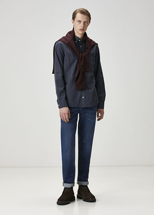 Beymen Club Comfort Fit Lacivert Çizgi Desenli Gömlek - 2