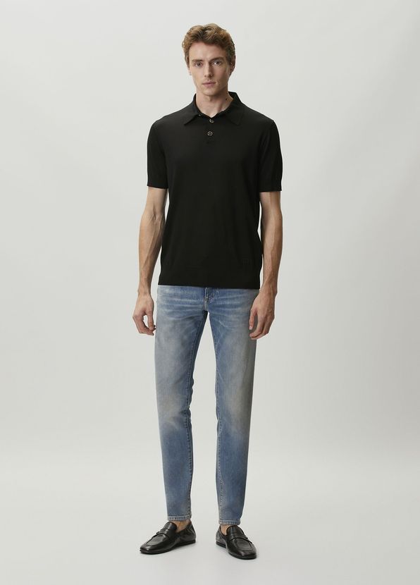 Dolce&Gabbana Black Polo Short Sleeve Silk Sweater - 2