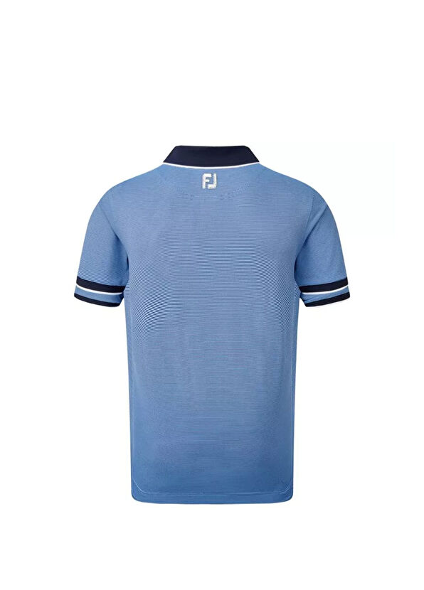 FootJoy Pique Ministripe Blue Short Sleeve Men's Golf T-Shirt - 2