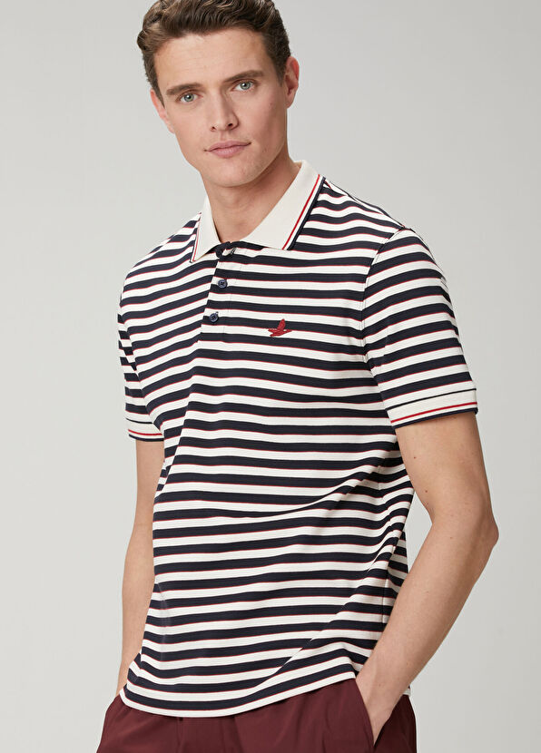 Beymen Club Lacivert Beyaz Comfort Fit Çizgili Polo T-shirt - 2