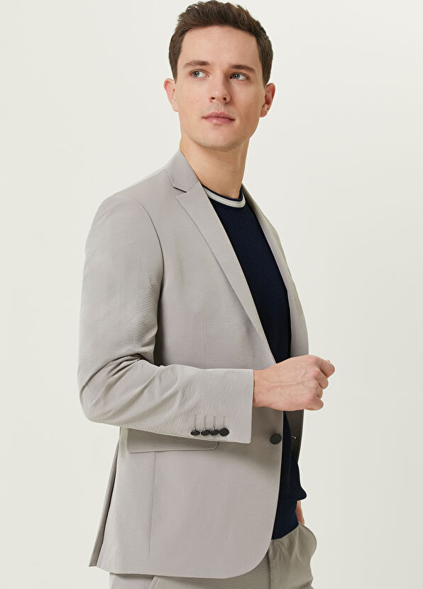 Beymen Club Drop 6 Slim Fit Beige Embossed Suit - 2