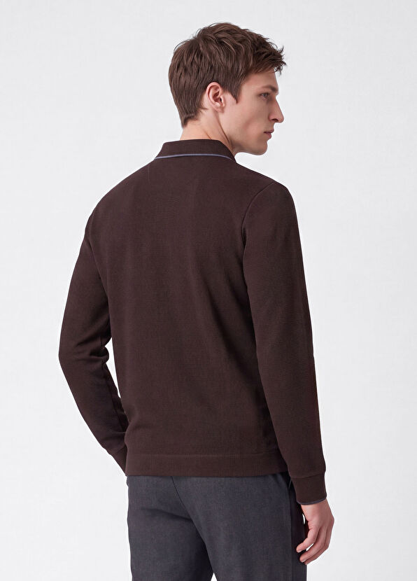 Beymen Club Comfort Fit Brown Ottoman Polo Sweatshirt - 4