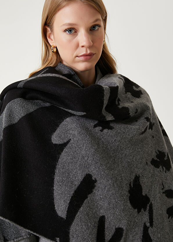 Beymen Club Gri Yaprak Desenli Şal - 2