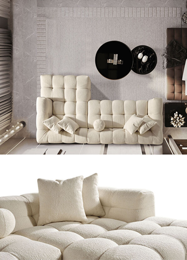 Bekaliving Nammos Comfort Bej Teddy Köşe Takımı - 4