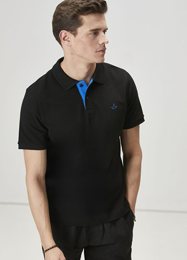 Beymen Club Comfort Fit Siyah Yaka Altı Baskılı Polo T-shirt - 2