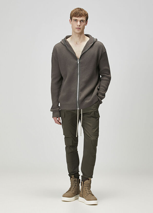 Rick Owens Anthracite Hood Wool Knit Cardigan - 2