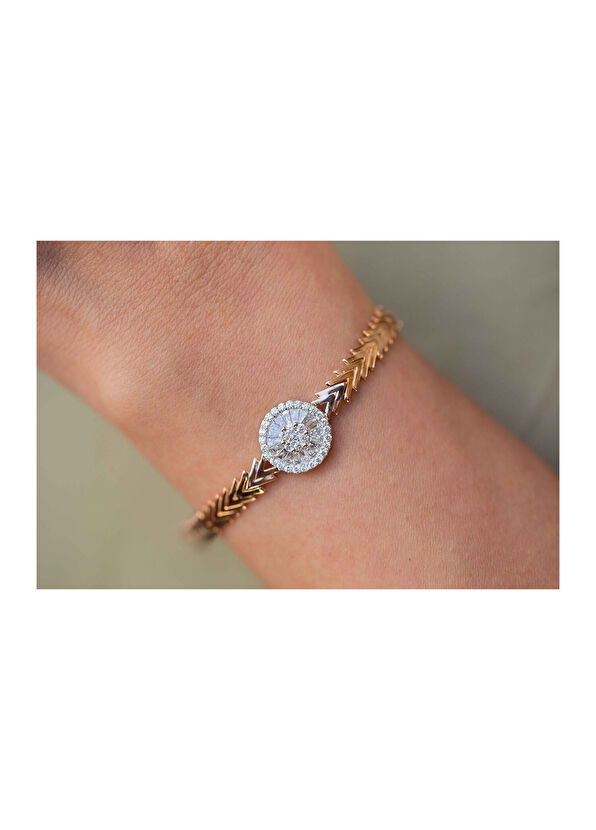 Reis Kuyumculuk Pars Grande Trapez 14 Ayar Altın Kadın Pırlanta Bileklik - 2