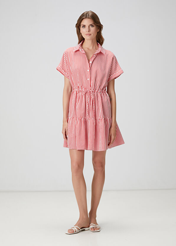 Beymen Club Kırmızı Çizgili Mini Elbise - 1