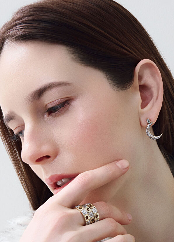 Foen Monar Pırlanta Taşlı 14 Ayar Altın Kadın Küpe - 4