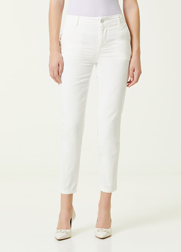 Beymen Club Beyaz Normal Bel Dar Paça Pantolon - 2