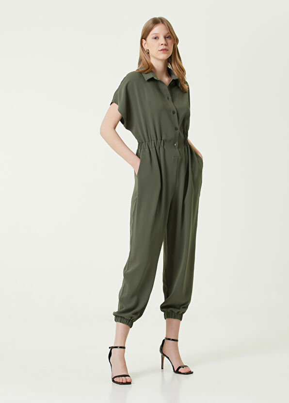 Beymen Club Haki Gömlek Yaka Beli Lastikli Tulum - 1