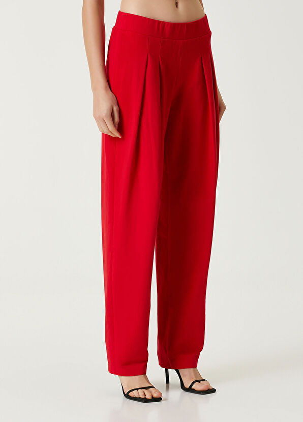Norma Kamali Kırmızı Yüksek Bel Pantolon - 2