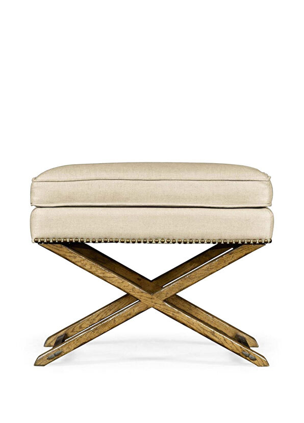Jonathan Charles Sussex Light Brown Chestnut Brown Wooden Pouf - 1