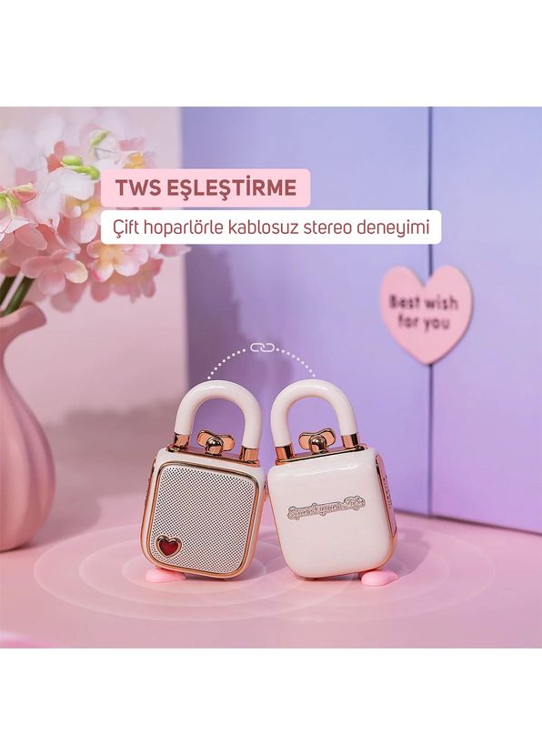 Divoom Ditoo Pro Pembe Bluetooth Hoparlör ve Ses Kayıt Özellikli LoveLock Hediye Seti - 3