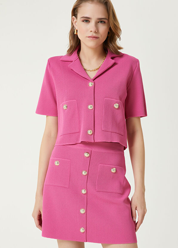 Beymen Club Fuşya Crop Triko Ceket - 2