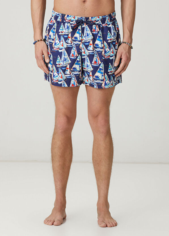 Beymen Club Navy Blue Sail Print Short Swimsuit - 2