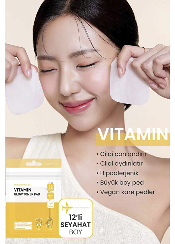 Dermal Vitamin Glow Toner Pad Canlandırıcı ve Aydınlatıcı Işıltı Tonik Ped 12 Adet - 2