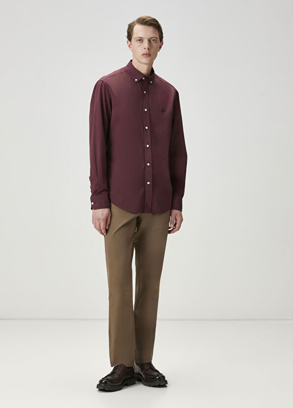 Beymen Club Comfort Fit Plum Gabardine Texture Shirt - 2