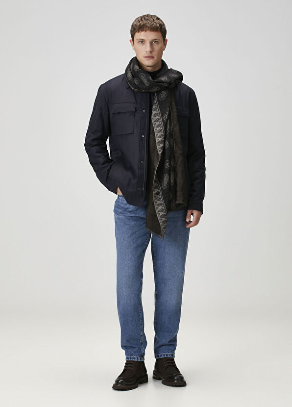 Lacivert Yün Flanel Dış Gömlek - Görsel 3