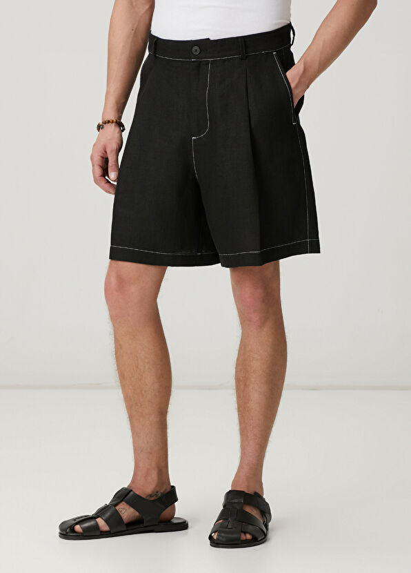Beymen Club Black Linen Shorts - 2