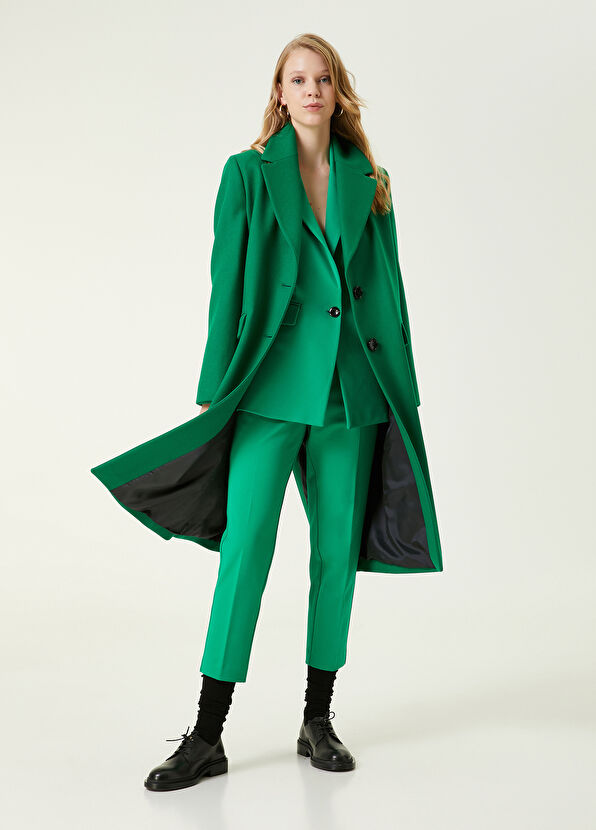 Beymen Club Yeşil Kelebek Yaka Kaşe Yün Palto - 3